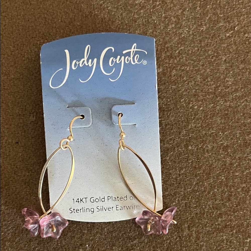Gold and Purple Flower Earrings